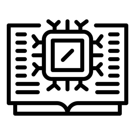 Ai processor book icon, outline styleのイラスト素材