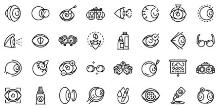 Optician icons set, outline styleのイラスト素材