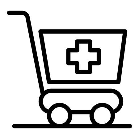 Shopping cart with a cross icon. Outline shopping cart with a cross vector icon for web design isolated on white backgroundのイラスト素材