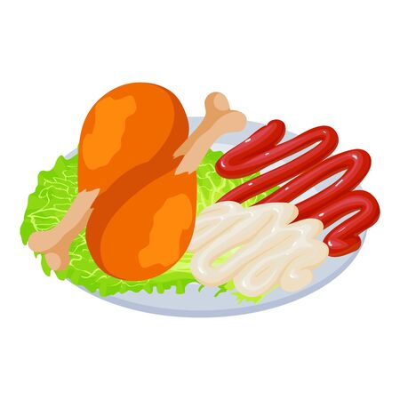 Junk food icon, isometric styleのイラスト素材