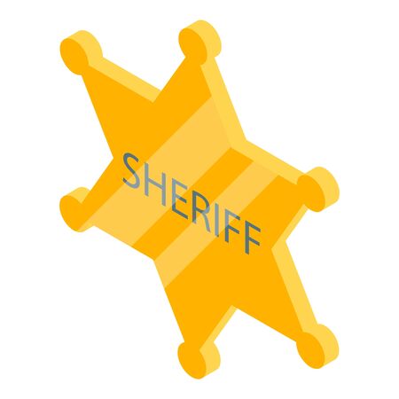 Sheriff gold star icon. Isometric of sheriff gold star vector icon for web design isolated on white backgroundのイラスト素材