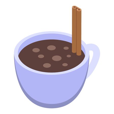 Hot cocoa cup icon. Isometric of hot cocoa cup vector icon for web design isolated on white backgroundのイラスト素材