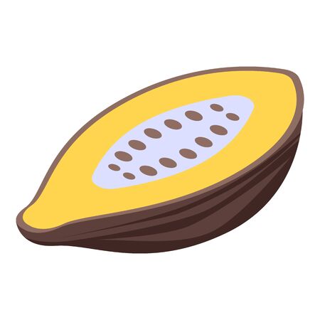 Cutted cocoa fruit icon. Isometric of cutted cocoa fruit vector icon for web design isolated on white backgroundのイラスト素材
