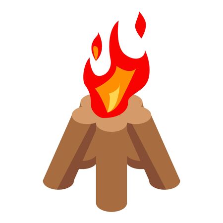 Wood campfire icon, isometric styleのイラスト素材