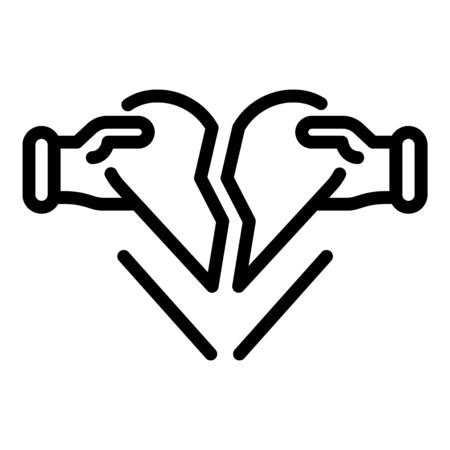 Divorce heartbrake icon, outline styleのイラスト素材