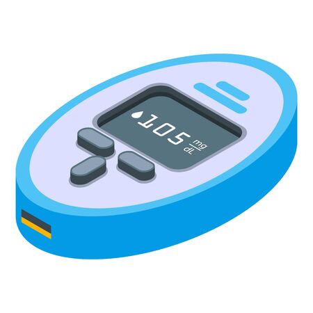 Digital glucose meter icon, isometric styleのイラスト素材