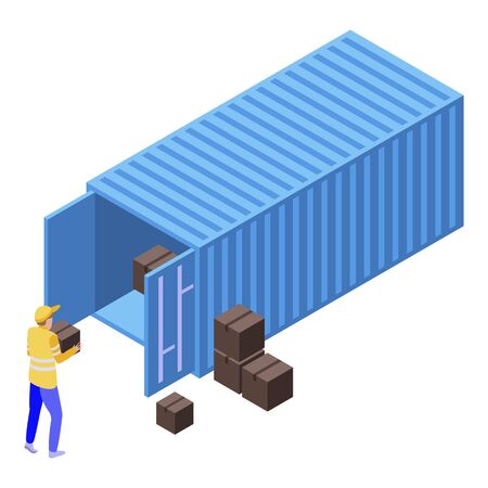 Cargo container parcel icon, isometric styleのイラスト素材