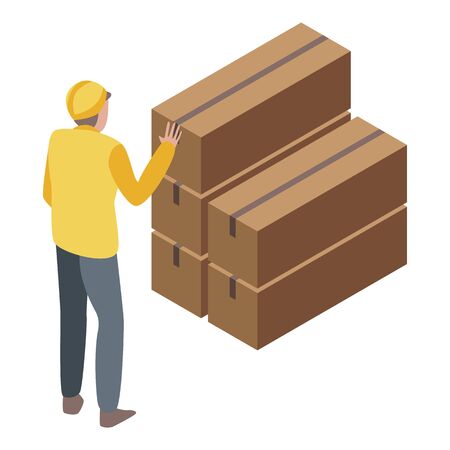 Parcel warehouse stack icon, isometric styleのイラスト素材