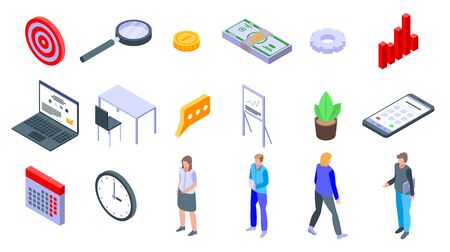 Account manager icons set. Isometric set of account manager vector icons for web design isolated on white backgroundのイラスト素材