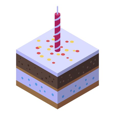 Square birthday cake icon. Isometric of square birthday cake vector icon for web design isolated on white backgroundのイラスト素材