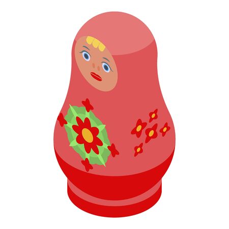 Floral nesting doll icon. Isometric of floral nesting doll vector icon for web design isolated on white backgroundのイラスト素材