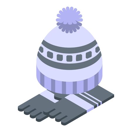 Beanie winter hat icon. Isometric of beanie winter hat vector icon for web design isolated on white backgroundのイラスト素材