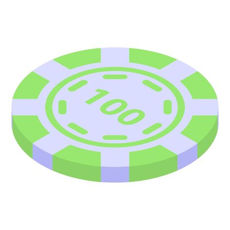 Green casino chip icon, isometric styleのイラスト素材