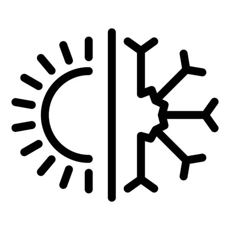 Sun and snowflake icon, outline styleのイラスト素材