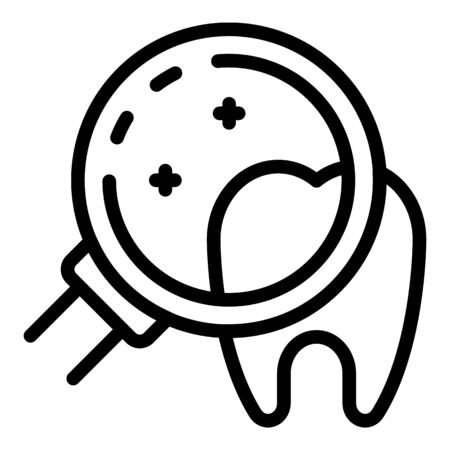 Magnifier and tooth icon, outline styleのイラスト素材