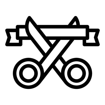 Scissors cut ribbon icon, outline styleのイラスト素材