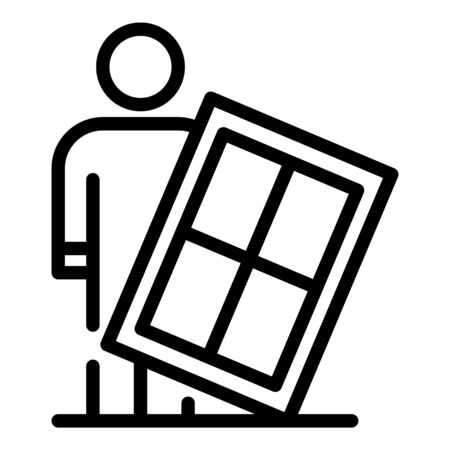 Man window installation icon. Outline man window installation vector icon for web design isolated on white backgroundのイラスト素材