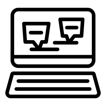 Laptop chat icon. Outline laptop chat vector icon for web design isolated on white backgroundのイラスト素材