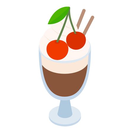 Chocolate cocktail icon, isometric styleのイラスト素材