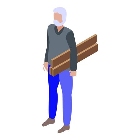 Senior man carpenter icon, isometric styleのイラスト素材