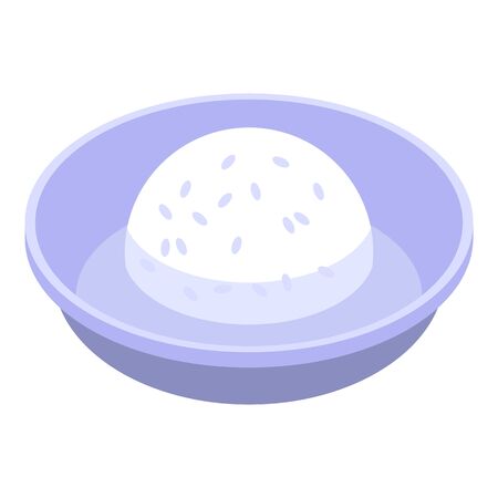 Asian rice dish icon, isometric styleのイラスト素材