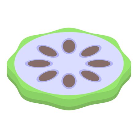 Cutted soursop icon. Isometric of cutted soursop vector icon for web design isolated on white backgroundのイラスト素材