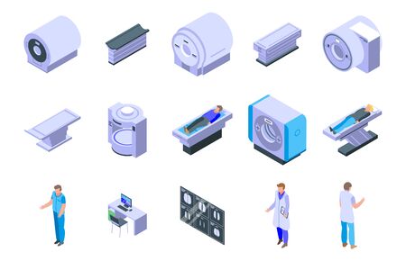 Magnetic resonance imaging icons set. Isometric set of magnetic resonance imaging vector icons for web design isolated on white backgroundのイラスト素材