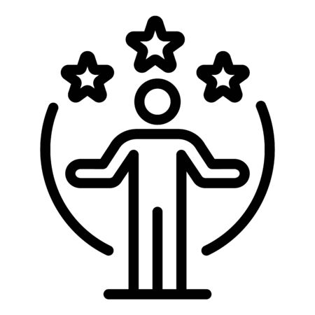 Three stars over a man icon. Outline three stars over a man vector icon for web design isolated on white backgroundのイラスト素材