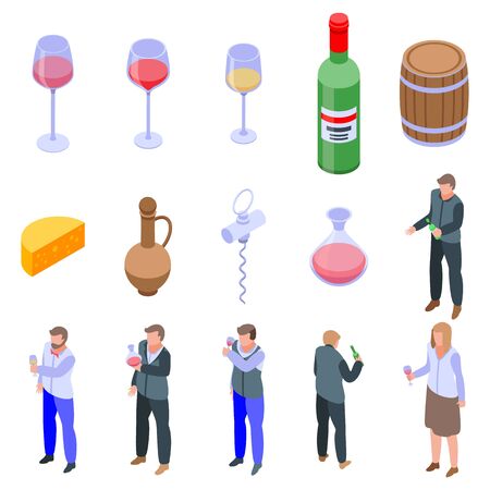 Sommelier icons set. Isometric set of sommelier vector icons for web design isolated on white backgroundのイラスト素材