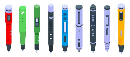 3d pen icons set. Isometric set of 3d pen vector icons for web design isolated on white backgroundのイラスト素材