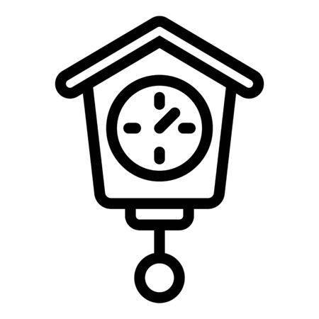 Vintage pendulum clock icon, outline styleのイラスト素材
