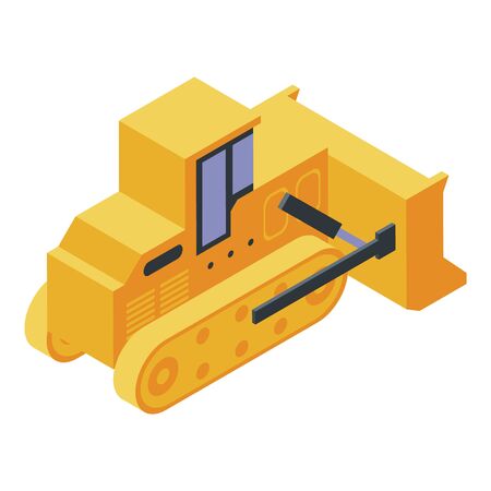 Bulldozer tractor icon, isometric styleのイラスト素材