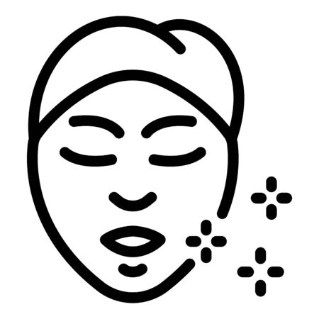 Face of asian girl icon, outline styleのイラスト素材