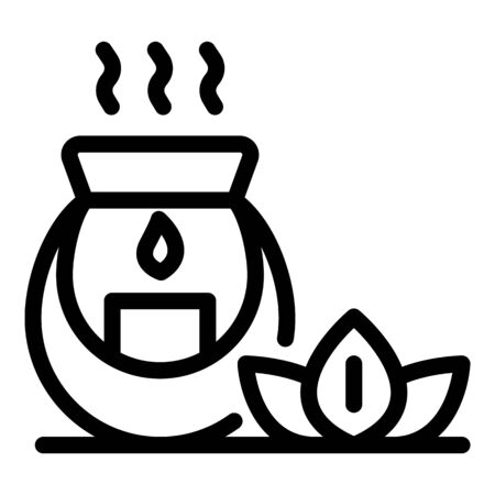Aroma lamp and lotus icon, outline styleのイラスト素材
