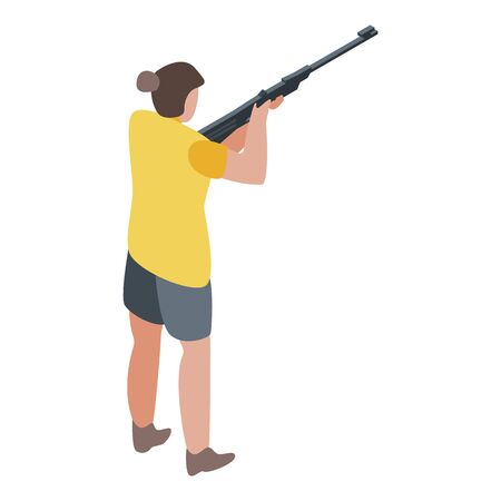Woman shooter icon, isometric styleのイラスト素材