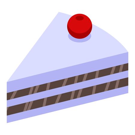 Piece of cake icon, isometric style