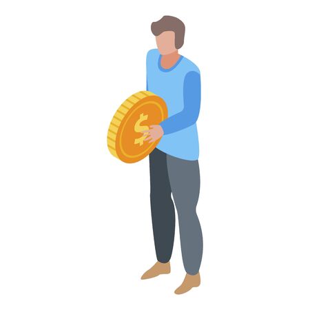 Volunteer money coin icon, isometric styleのイラスト素材