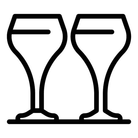 Cocktail glasses icon, outline styleのイラスト素材