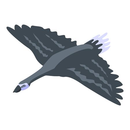 Flying black goose icon, isometric styleのイラスト素材