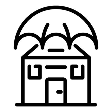 Protected house icon. Outline protected house vector icon for web design isolated on white backgroundのイラスト素材