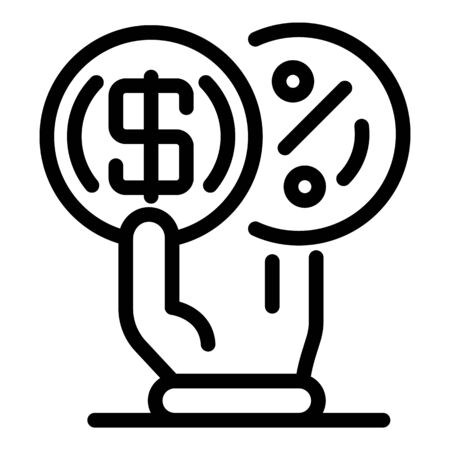 Coin percent agent icon. Outline coin percent agent vector icon for web design isolated on white backgroundのイラスト素材