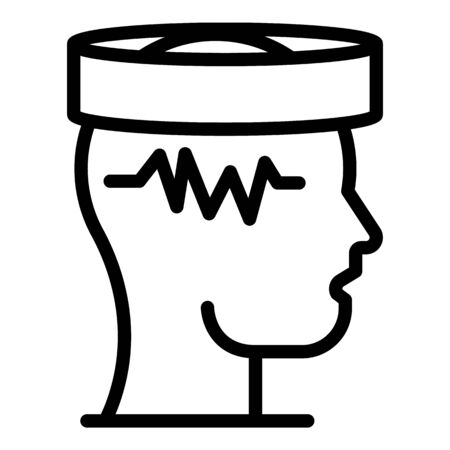 Electroencephalogram of brain icon, outline styleのイラスト素材