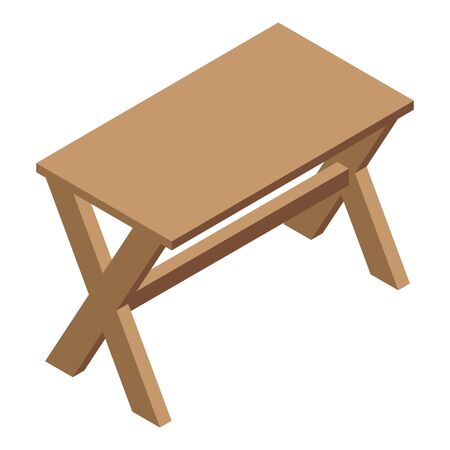 Folding picnic table icon, isometric styleのイラスト素材