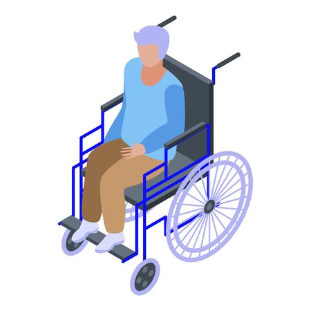 Man alzheimers disease in wheelchair icon. Isometric of man alzheimers disease in wheelchair vector icon for web design isolated on white backgroundのイラスト素材