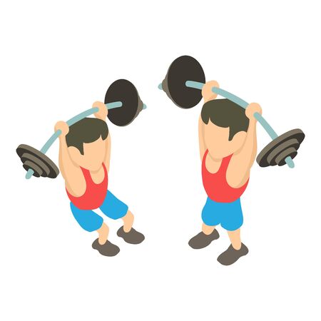 Weightlifter icon. Isometric illustration of weightlifter vector icon for webのイラスト素材