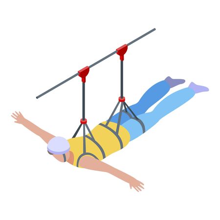 Zip line icon, isometric styleのイラスト素材
