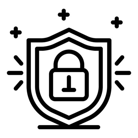 Locked padlock shield icon, outline styleのイラスト素材