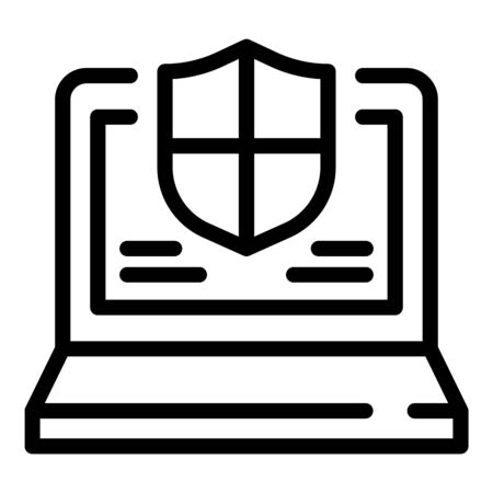Secured laptop icon, outline styleのイラスト素材