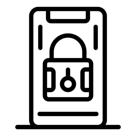 Secured smartphone icon, outline styleのイラスト素材