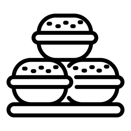 Three macaroons icon, outline styleのイラスト素材